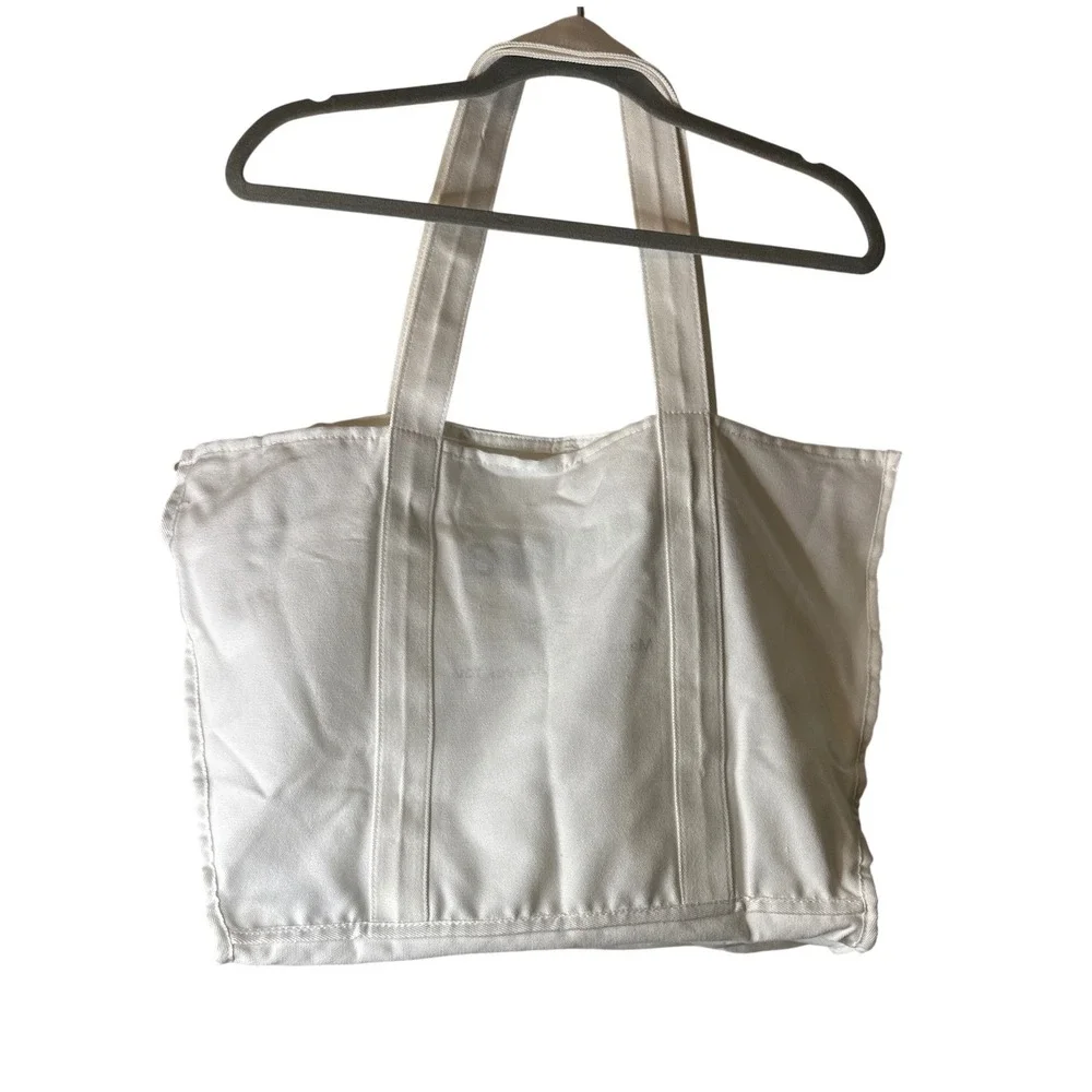 Halara White Canvas Tote Bag Made for What Moves You Large Gym Beach Shopper - Picture 2 of 3